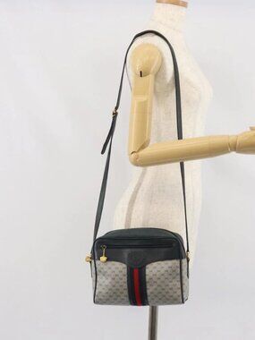 GUCCI Micro GG Supreme Sherry Line Bag PVC Navy Gold 001 56 0852 Auth am10608